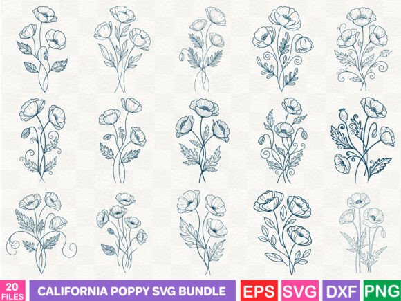A California Poppy SVG Bundle for Professional Brand Graphics
