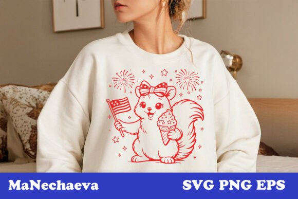 A Festive Squirrel SVG for Patriotic T-Shirt Designs