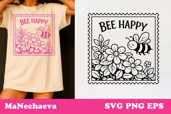 A Professional Designer Reviews the Bee Happy Stamp SVG for Graphics and T-Shirt Designs