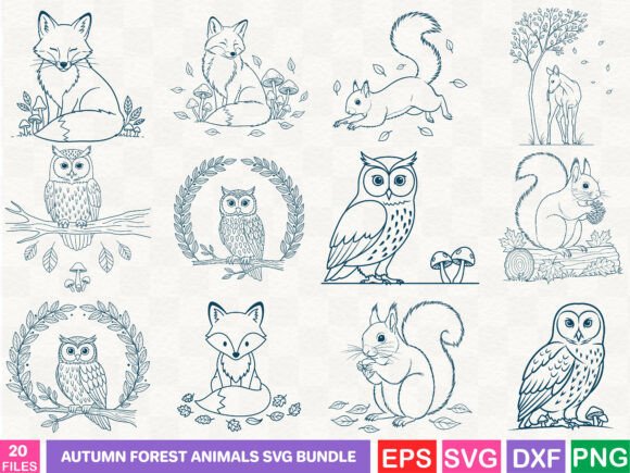 Autumn Forest Animals SVG Bundle for Commercial Graphics