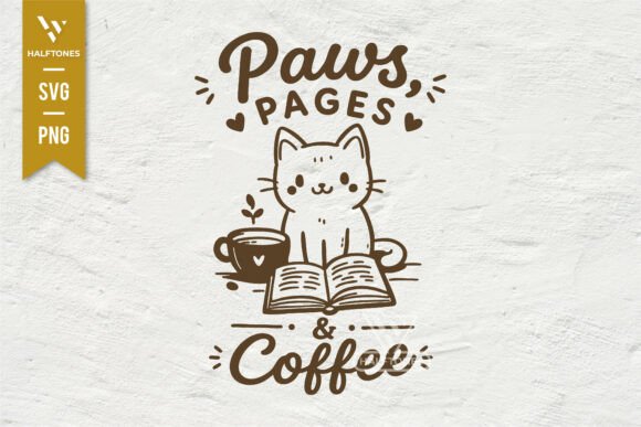 Paws & Coffee Cat Graphics for Crafting & Small Business